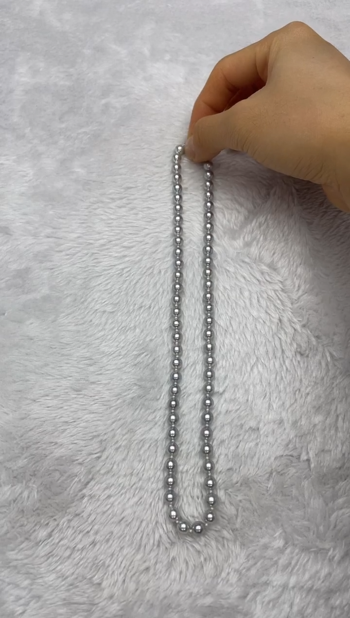 项链银S925镶嵌海水珍珠AK真多麻6-6.5mm