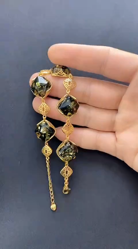 【闪购商品】琥珀裸石银S925镶嵌琥珀手链