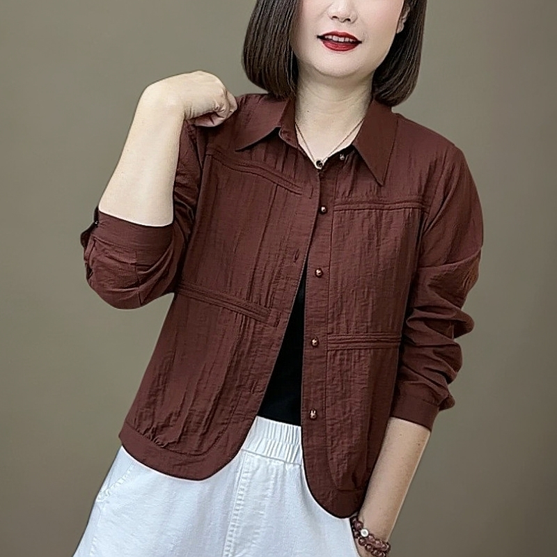 长袖衬衫女2025春季洋气休闲新款宽松显瘦妈妈衬衣减龄百搭年轻