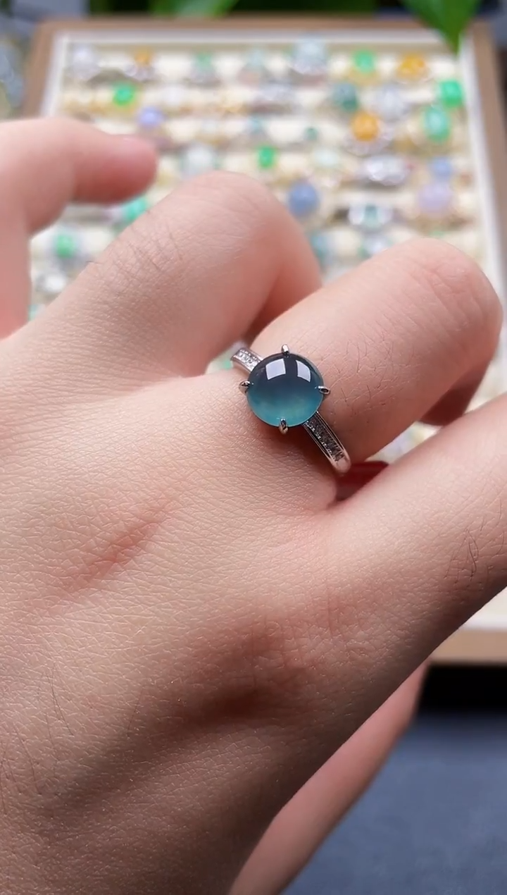 银S925镶嵌戒指翡翠1