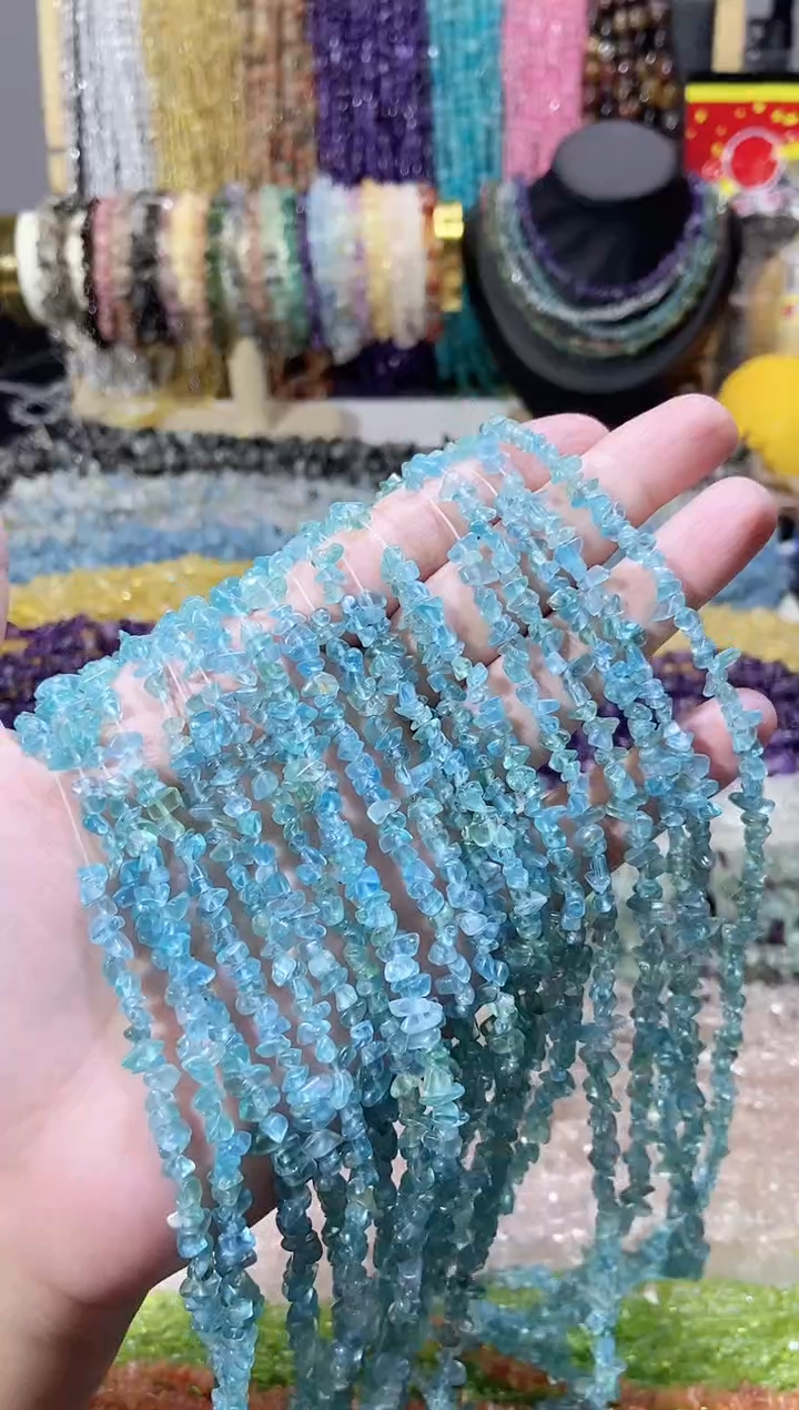 未镶嵌珠宝半成品水晶小蓝磷灰