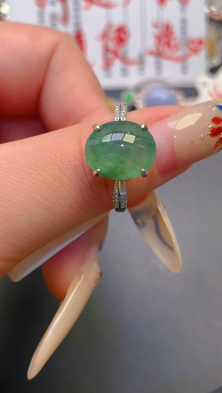 【闪购商品】翡翠耳饰银S925镶嵌天然A货翡翠1