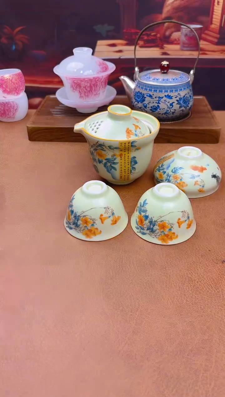 陶瓷茶具摆件旅行套组