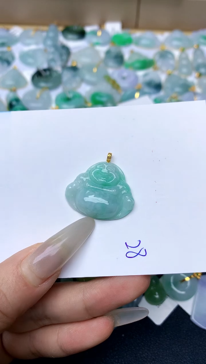 【闪购商品】翡翠颈饰18K金镶嵌天然A货翡翠