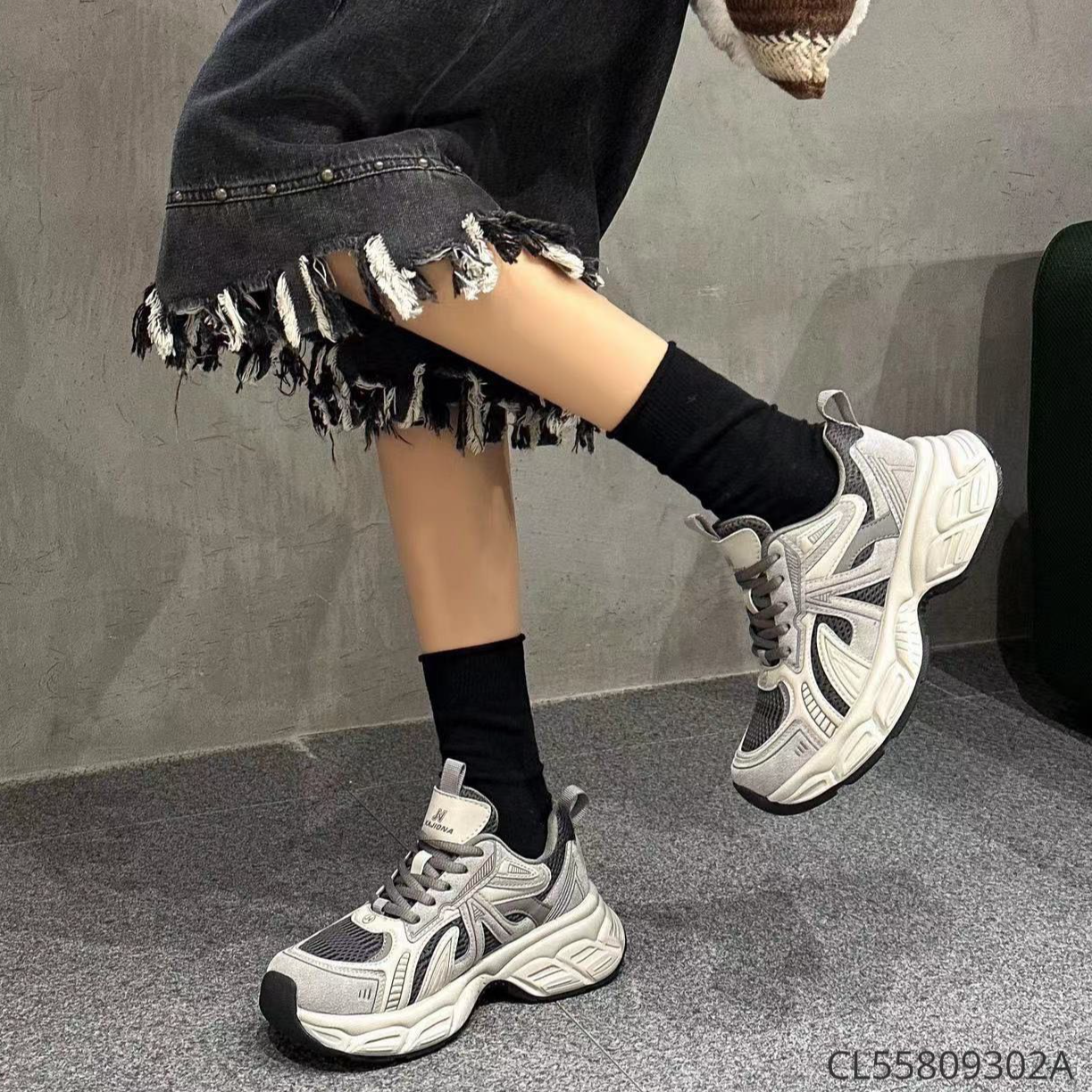 厚底老爹鞋女2025新款小个子增高复古显脚小休闲运动百搭