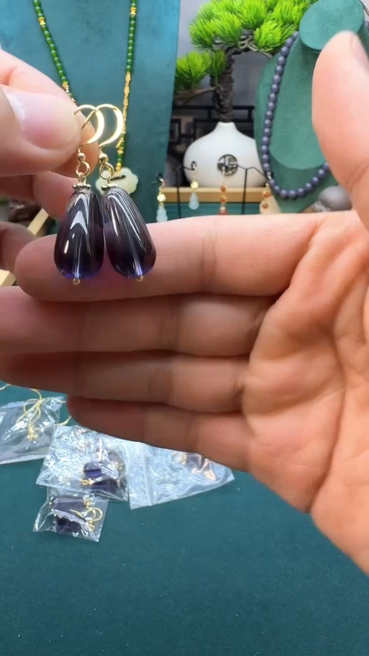 水晶耳饰14K金镶嵌QW67