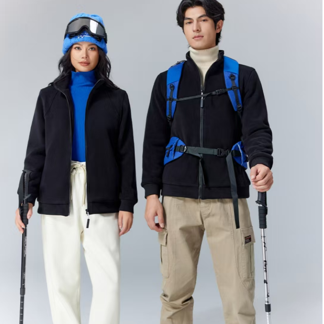 7944-男女鹅绒防风立领夹克（黑色）石墨烯内胆鹅绒