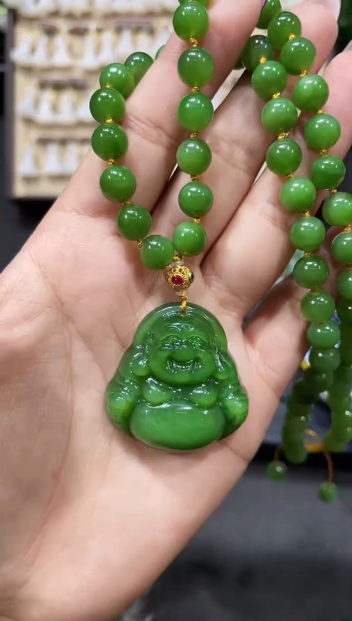 【闪购商品】和田玉套链18K金镶嵌多样性发一