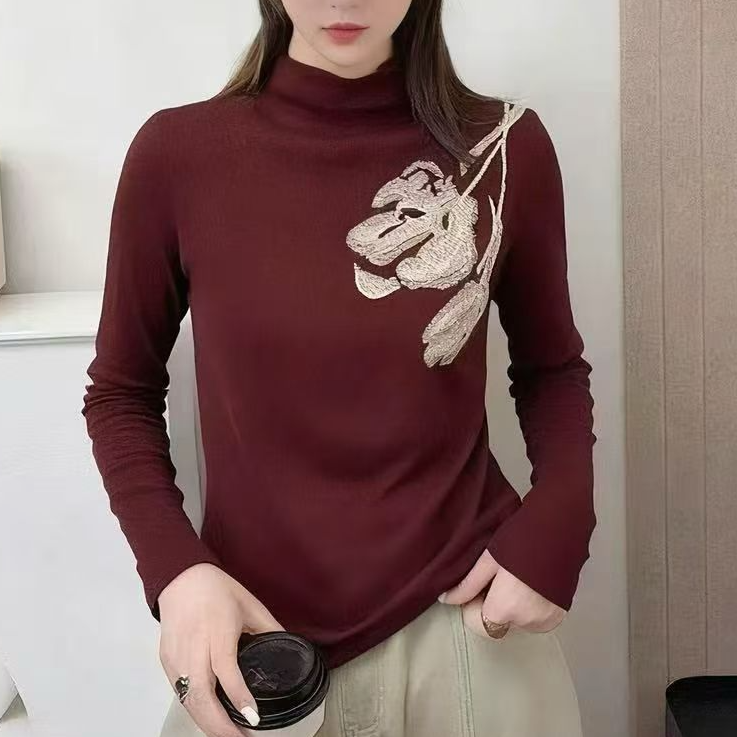 【婉婷服饰】843长袖秋款打底衫女装时尚修身休闲百搭