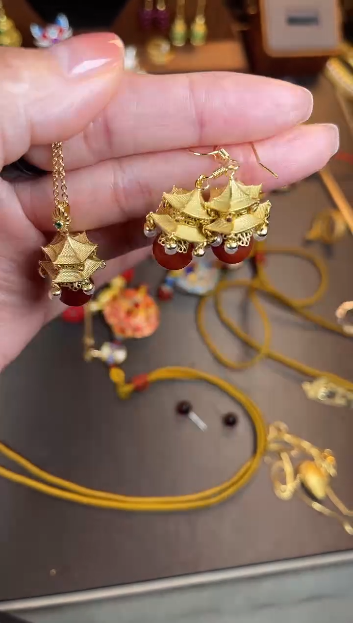 【闪购商品】347号珐琅景泰蓝吊坠+348号耳钩