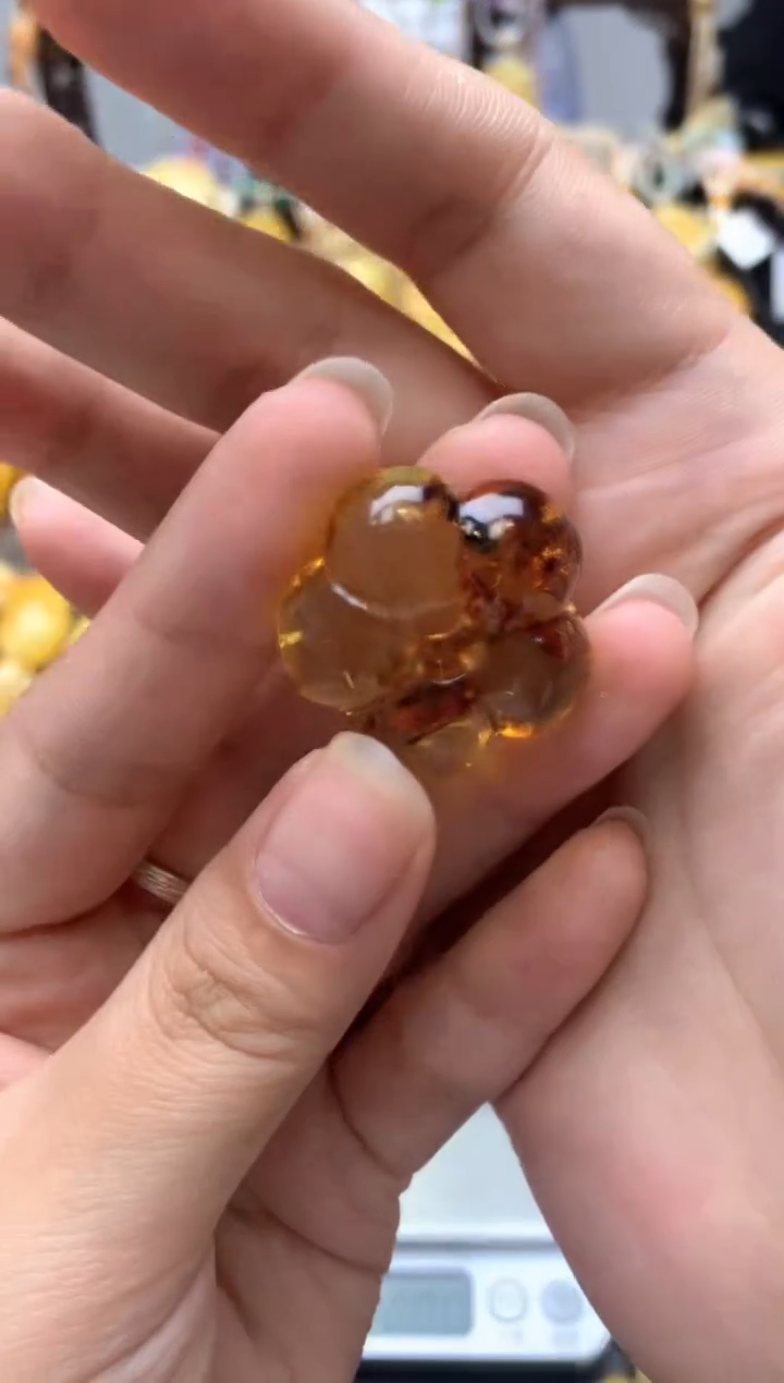 未镶嵌琥珀珠宝奇石039琥珀蜜蜡花粉有纹小坑介意勿拍