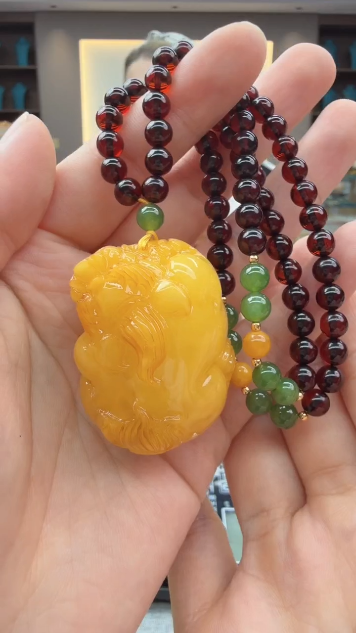 未镶嵌颈饰琥珀108秒拼号假一罚十