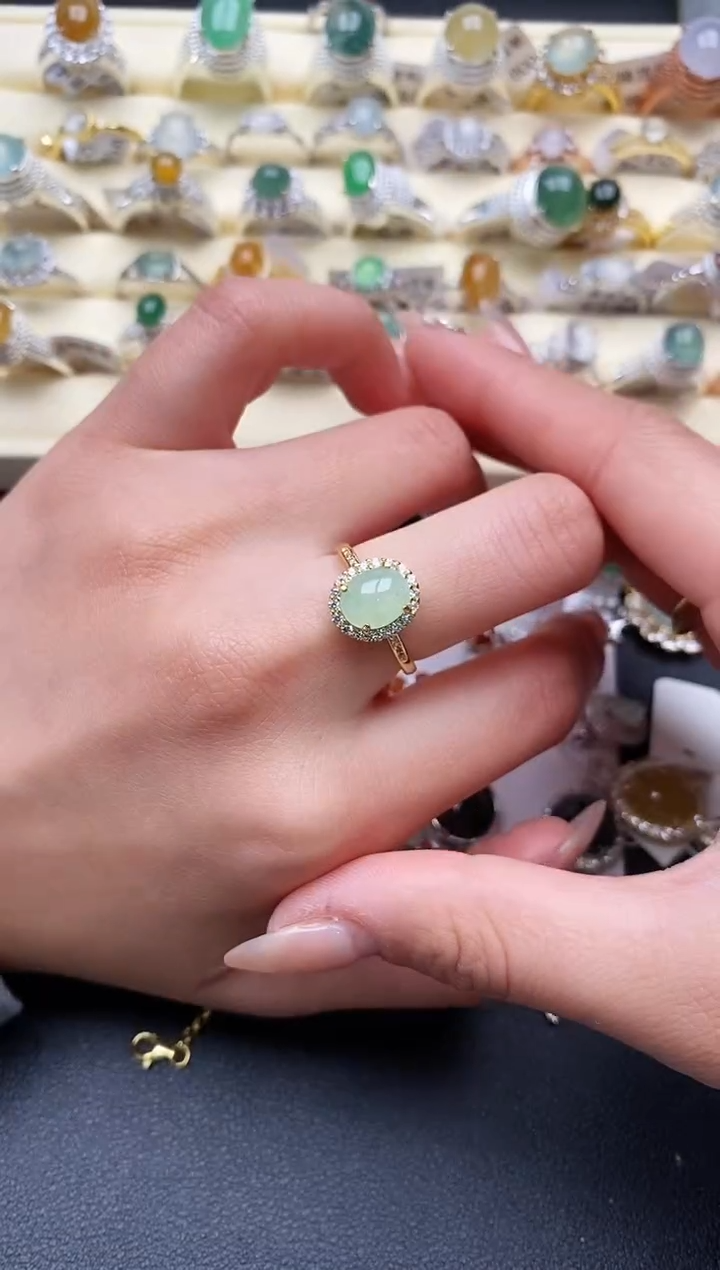 【闪购商品】翡翠戒指银S925镶嵌2222222+8