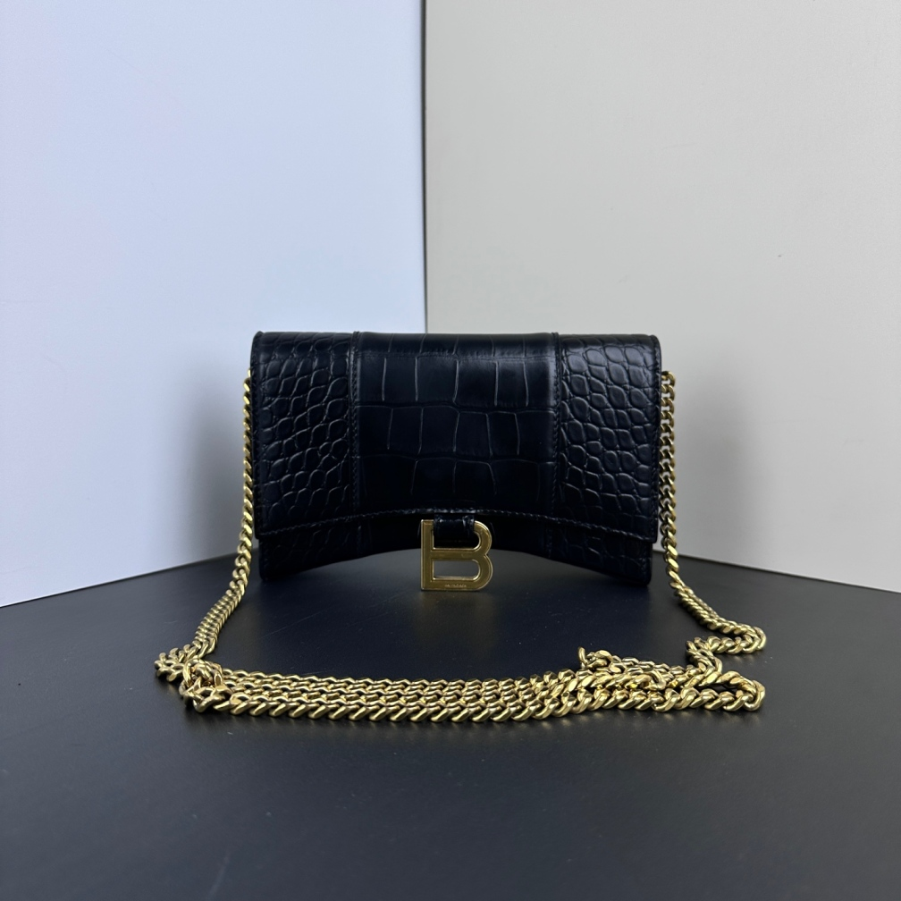 99新 Balenciaga/巴黎世家 【十六专属】黑金hourglass单肩包/CX