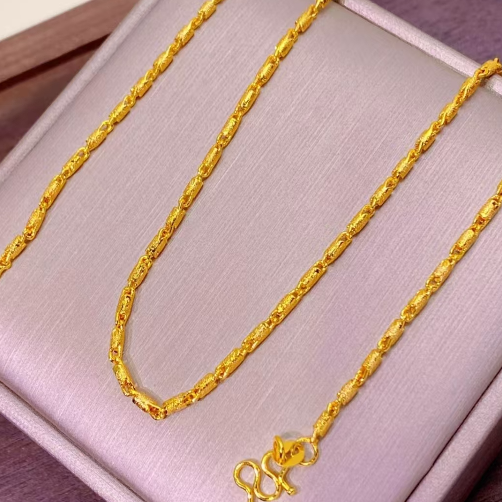 铜合金项链 秋季新款竹节圆柱链节节高升项链