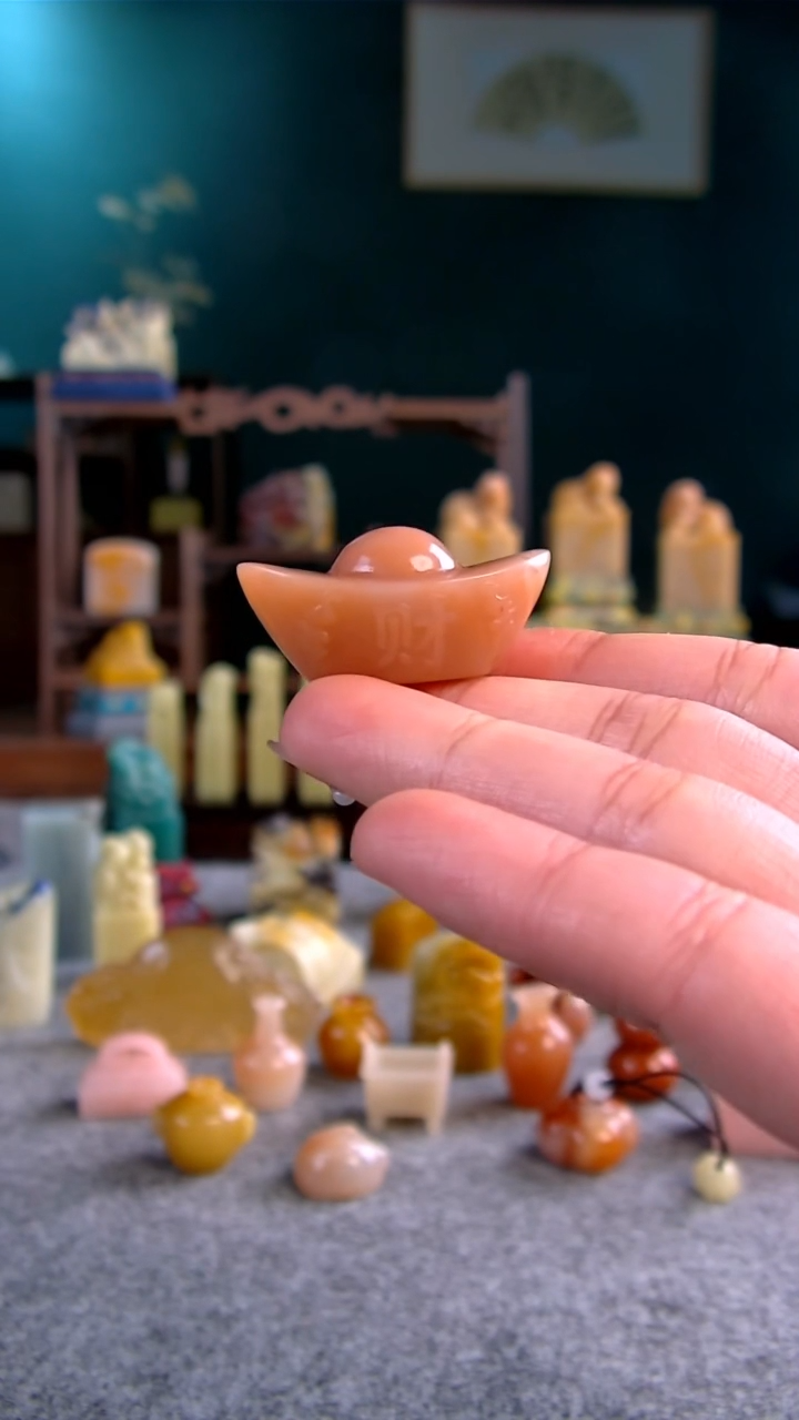 【闪购商品】老挝石元宝印章手捻摆件2.2*1.3*1.8