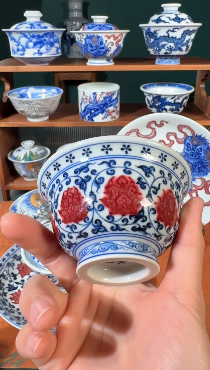 【闪购商品】杯永明尚玩缠枝青花花心压手杯