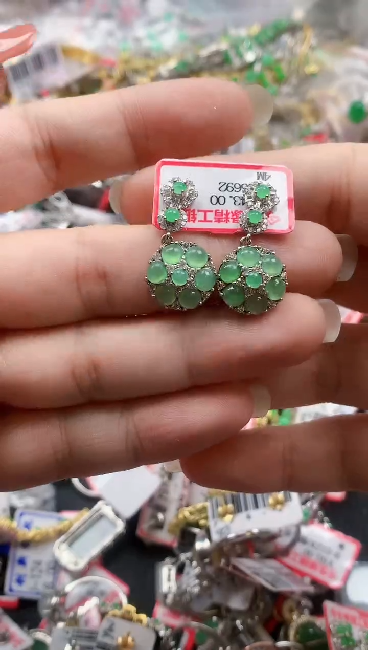 银S925镶嵌戒指翡翠天然A货缅甸翡翠