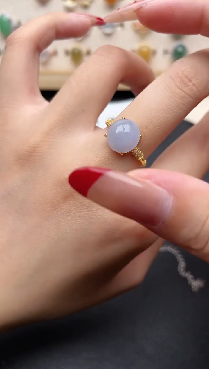 【闪购商品】翡翠戒指银S925镶嵌一物一证一礼盒