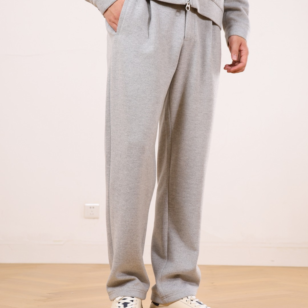 纯色秋冬男士卫裤秋季休闲裤直筒拼接针织休闲长裤3079