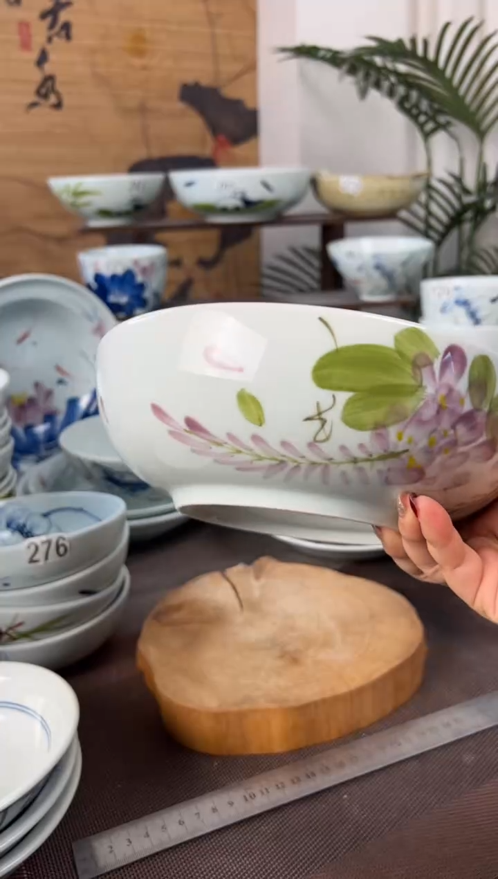 明舟中暇手绘9寸罗汉碗（单只装随机图案）