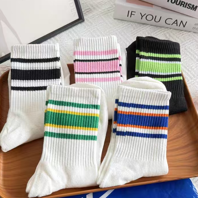 保暖透气女士运动中筒袜 5双装