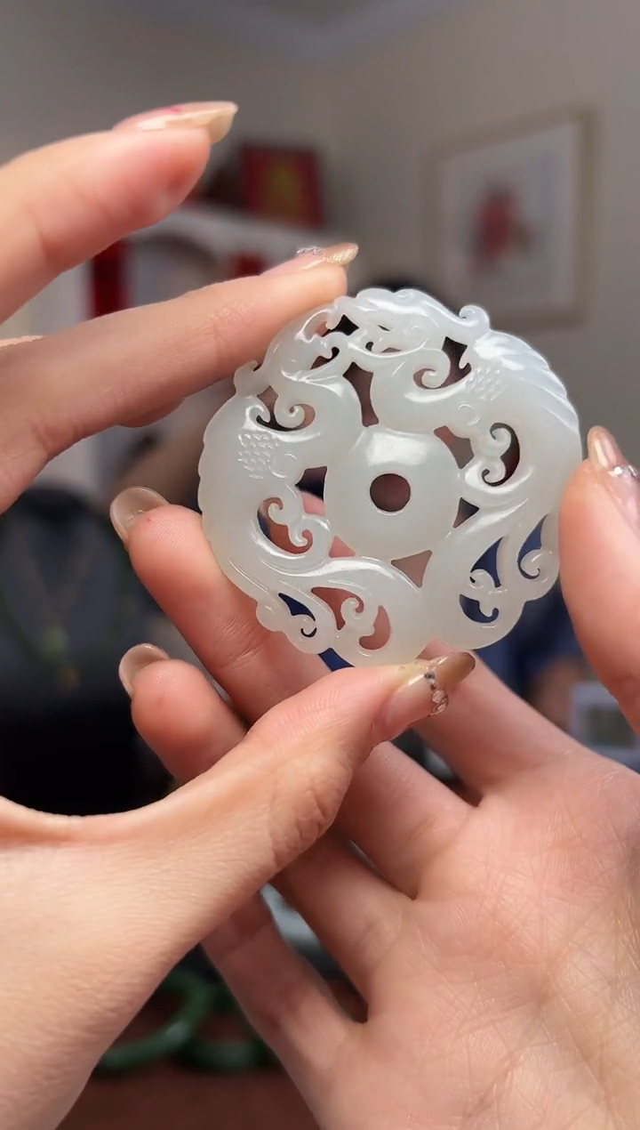 【闪购商品】和田玉颈饰未镶嵌龙凤呈祥 52*6