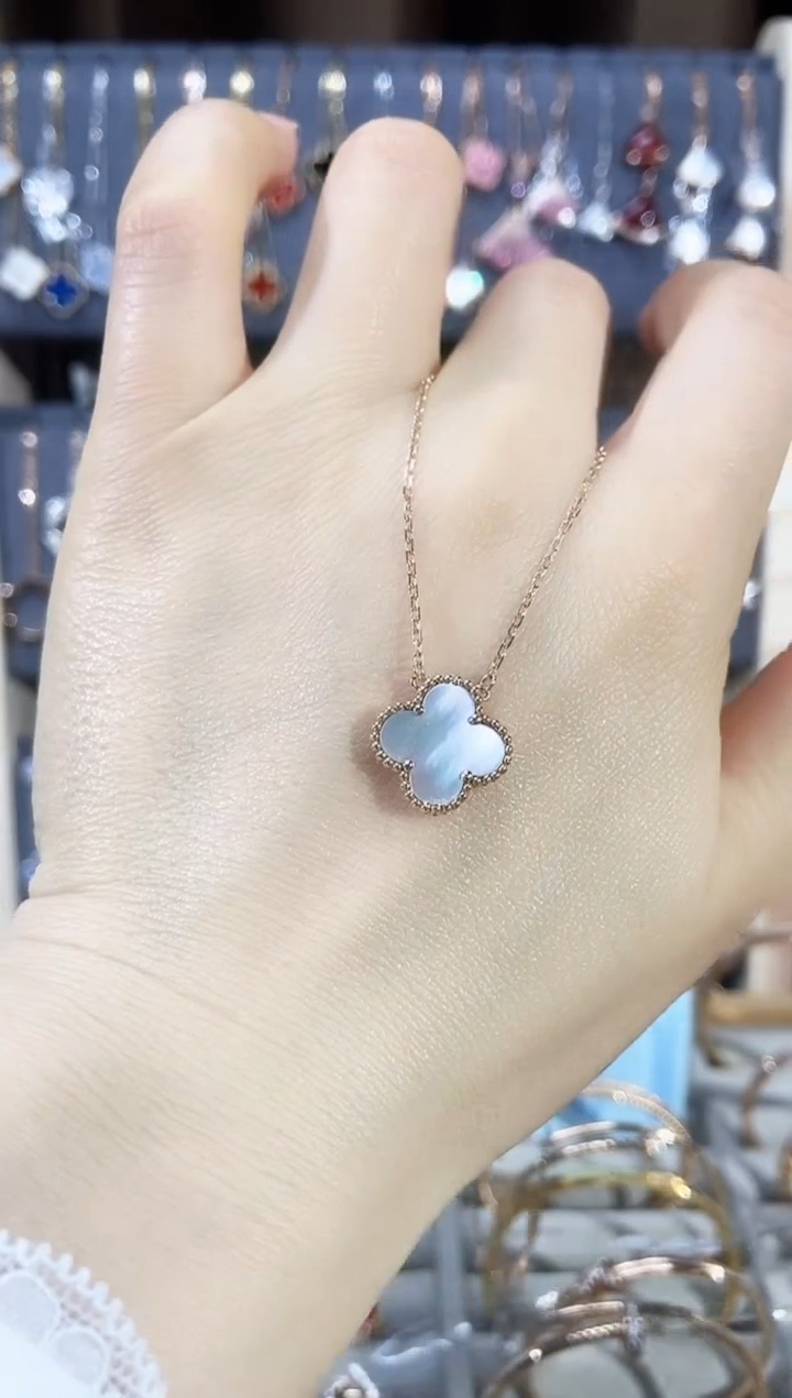 套链贝壳（贝母）18K金镶嵌贝母 k玫 白草