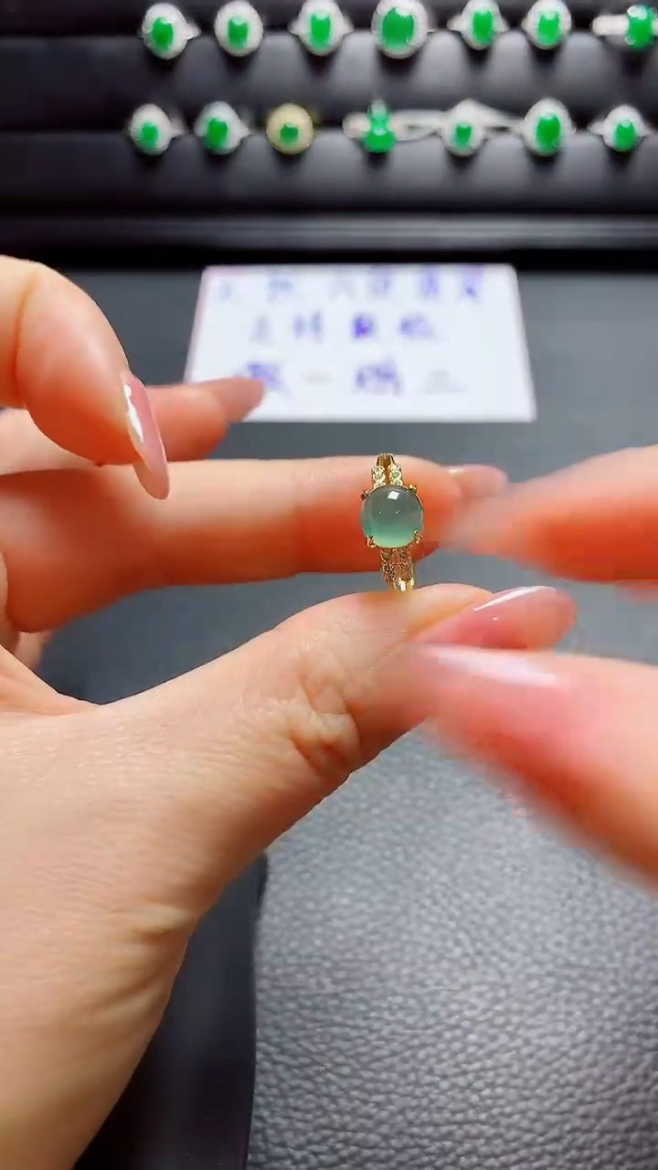 银S925镶嵌戒指翡翠天然翡翠A货s925银镶