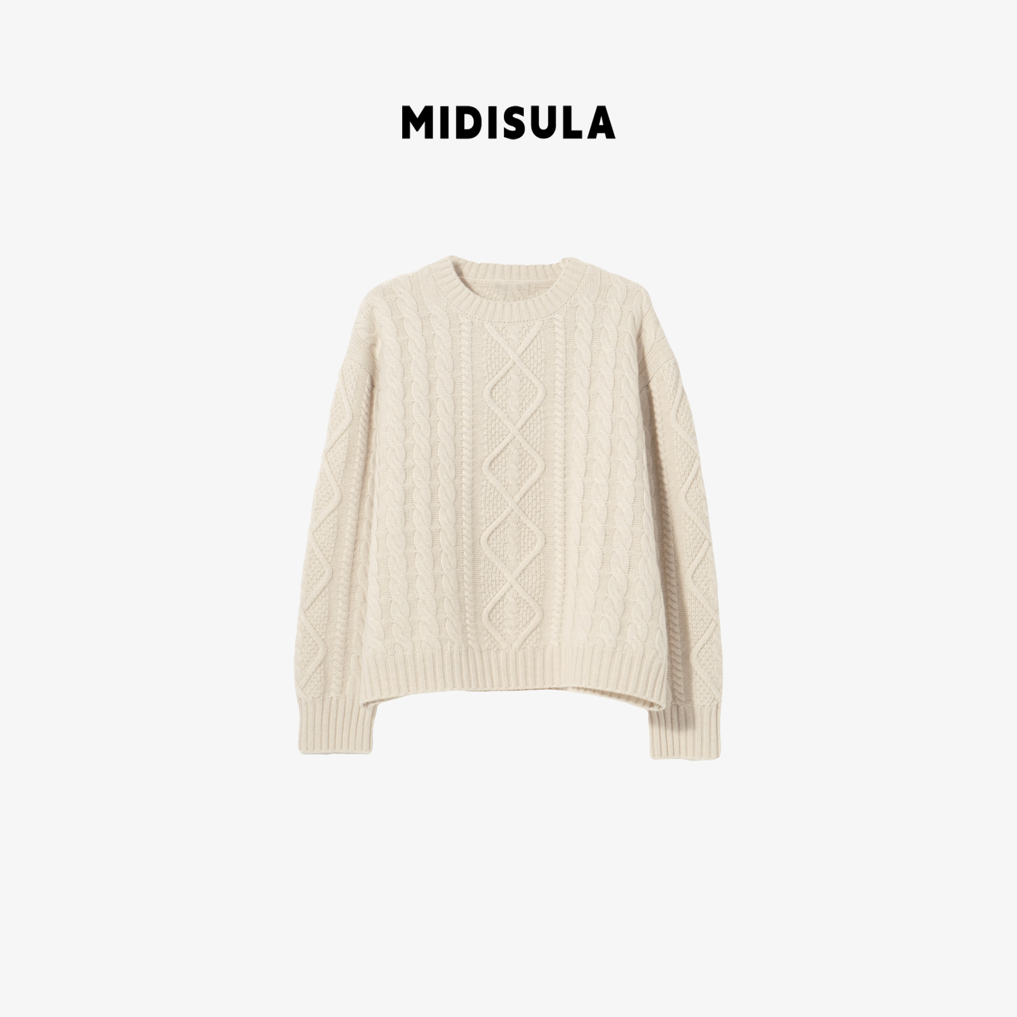 阿玉家&韩系洋气时尚大小麻花中菱形圆领羊毛衫02086