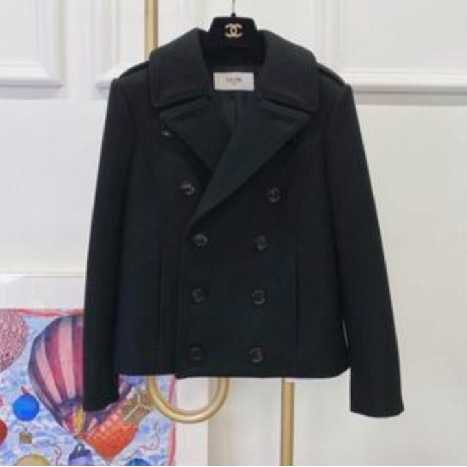 未使用 Celine/思琳 Celine 短款羊毛外套 黑色40