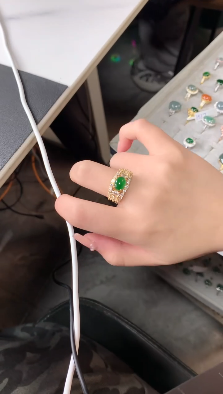 【闪购商品】翡翠戒指银S925镶嵌52141