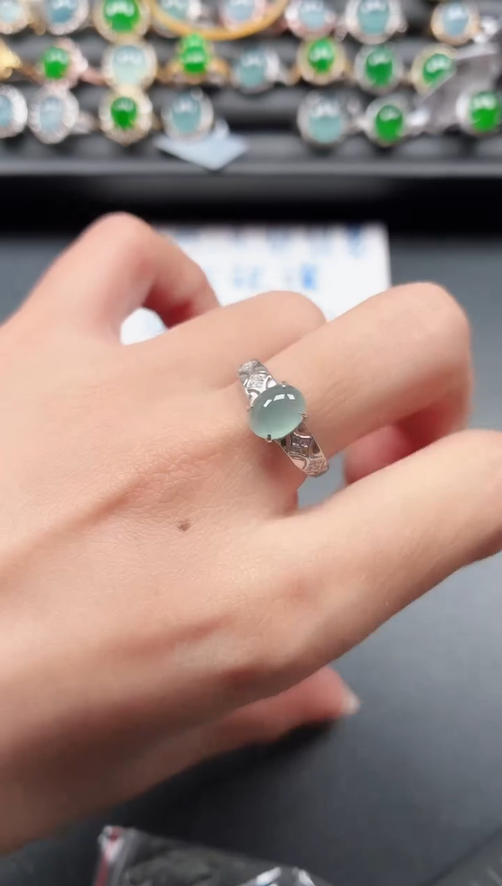 银S925镶嵌戒指翡翠1111111