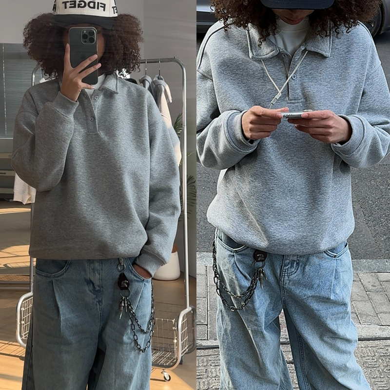 【孤品断码不补】纯色polo卫衣重磅400克美式Cleanfit长袖潮牌街头