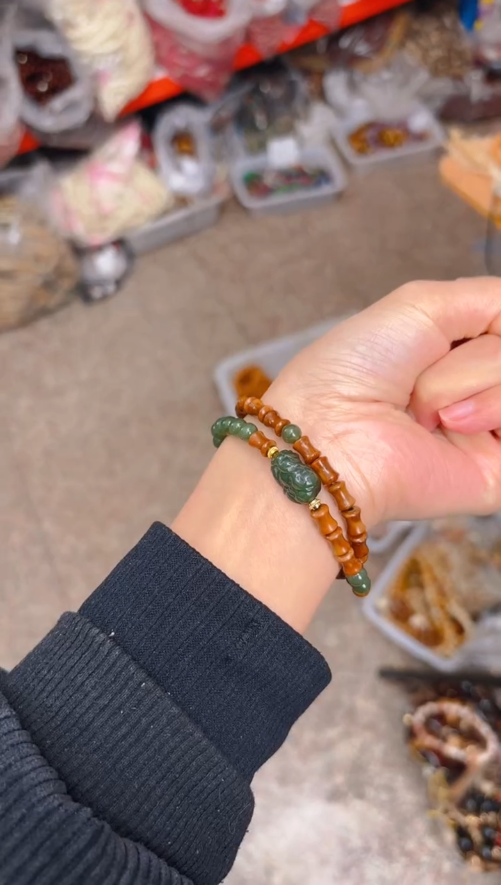 吊坠库克竹节双圈 貔貅