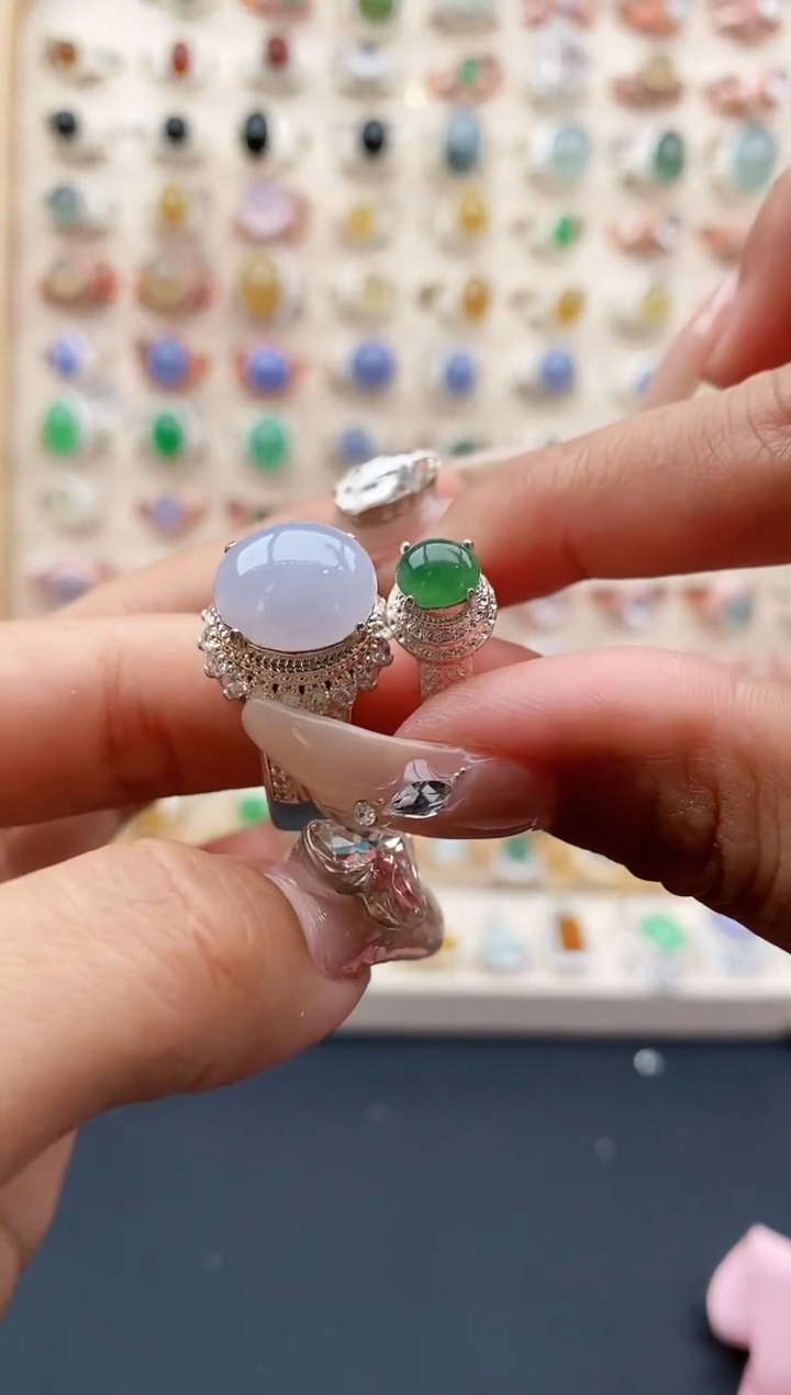 【闪购商品】翡翠戒指未镶嵌缅甸天然A货翡翠222  6+7