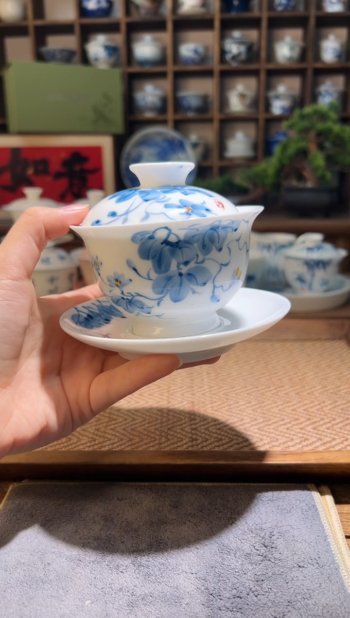 牵牛花大盖碗+牵牛花底托