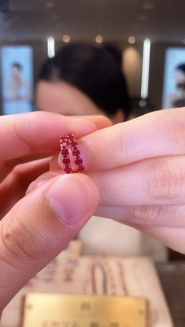 【闪购商品】红宝石耳饰银S925镶嵌09