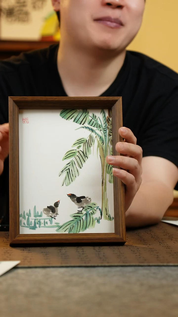 国画17*23纯手绘国风国画摆台