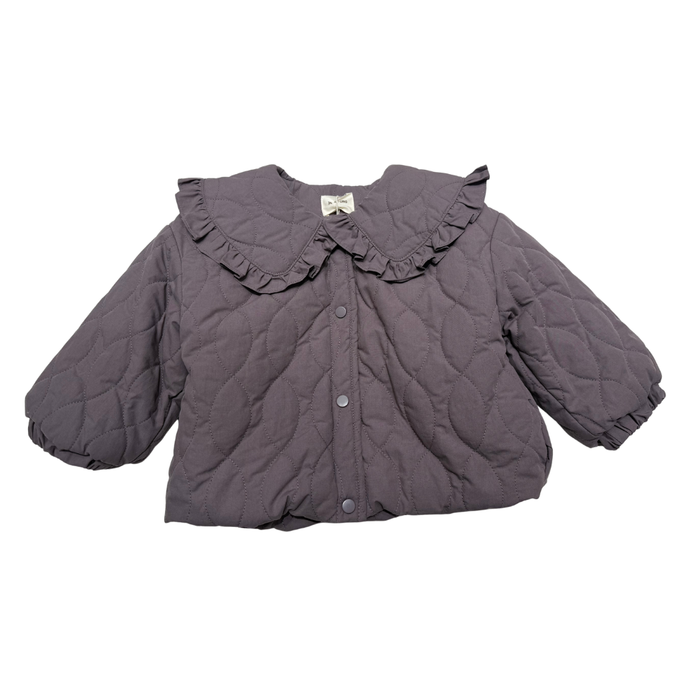 女童黑花娃娃领加绒碎花外套