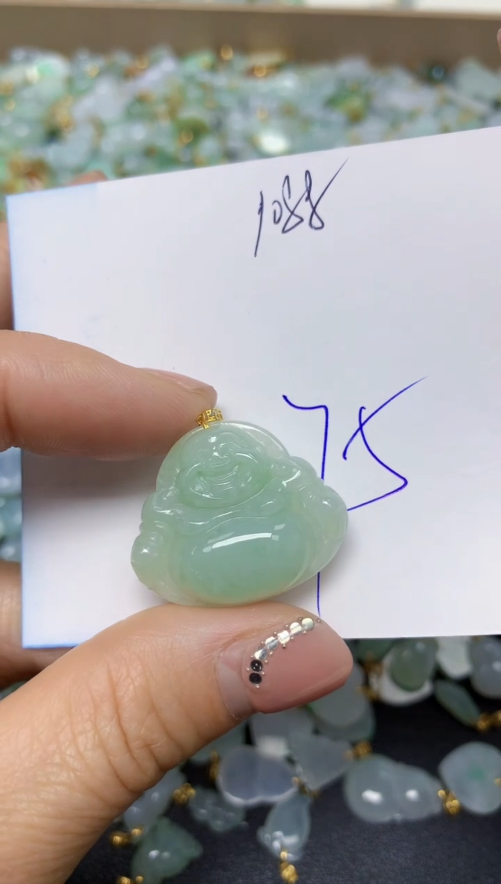 【闪购商品】翡翠挂件18K金镶嵌 天然翡翠A货