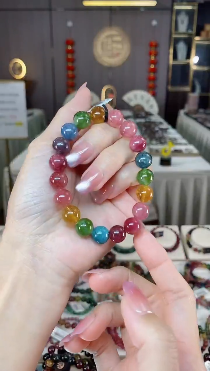 未镶嵌老矿碧玺彩虹单圈手串10mm+碧玺多样性发一条hon