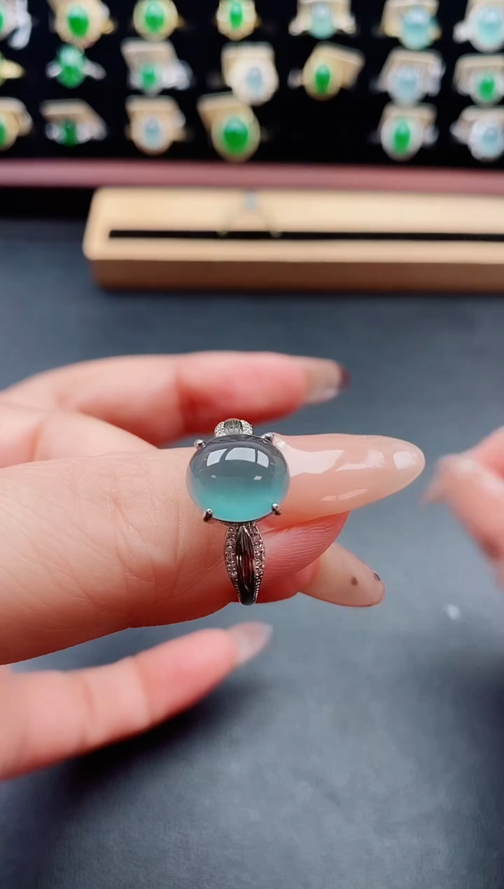 银S925镶嵌戒指翡翠1