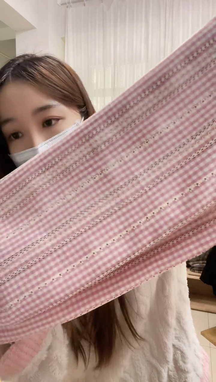 棉新款 1米花墙粉白小小格 涤棉布