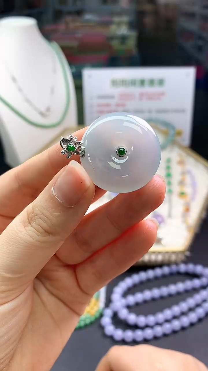 【闪购商品】翡翠颈饰18K金镶嵌翡翠平安扣|不退不换