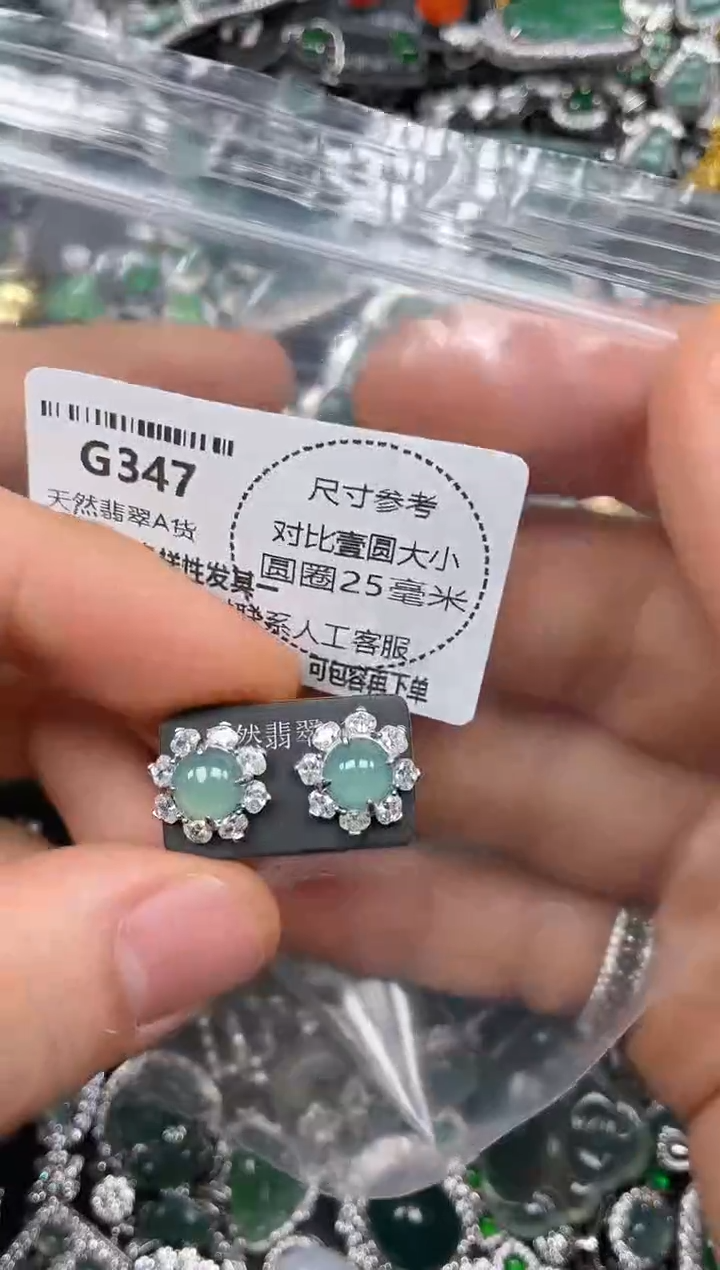 颈饰未镶嵌翡翠G347耳钉