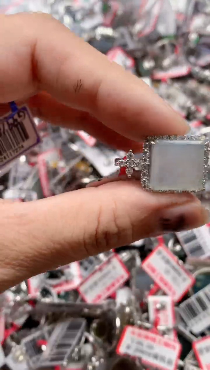 银S925镶嵌戒指翡翠天然A货缅甸翡翠