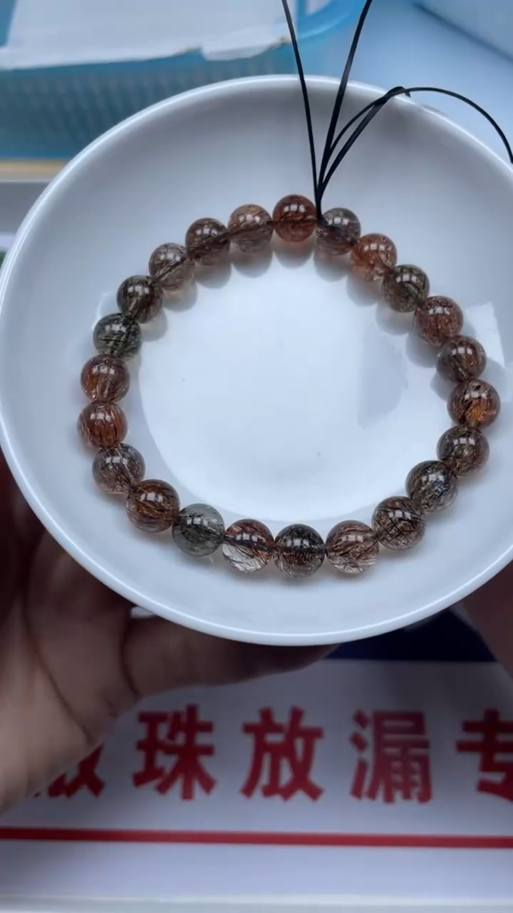 【闪购商品】发晶散珠未镶嵌黑金超卡8mm1串