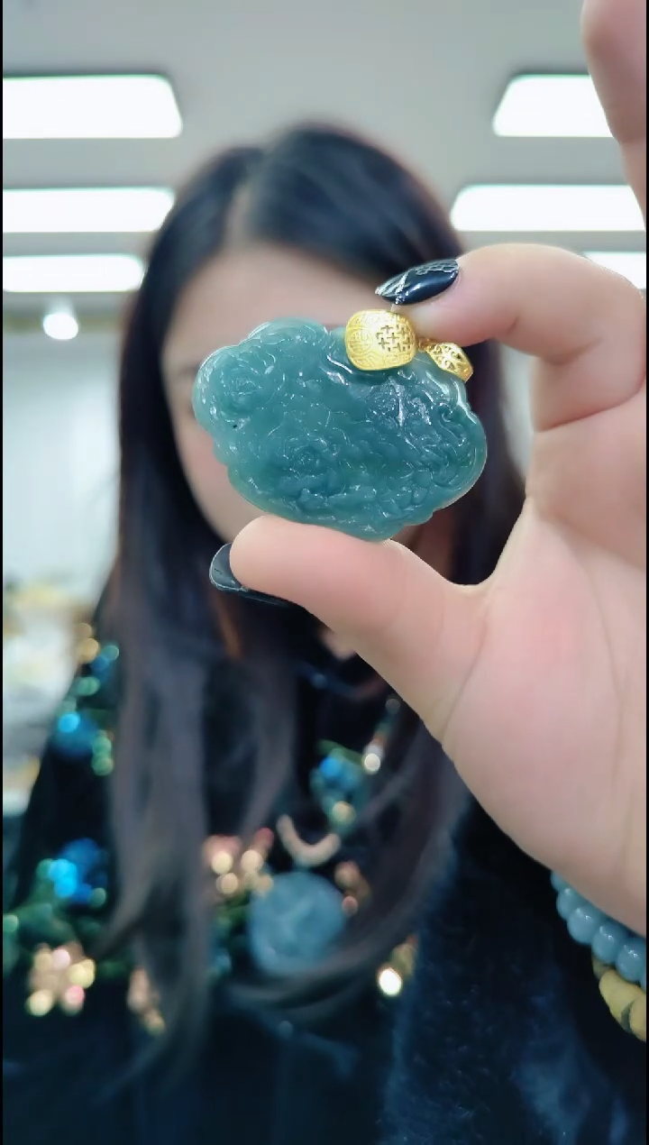 【闪购商品】翡翠颈饰未镶嵌0356 蓝水花开带链