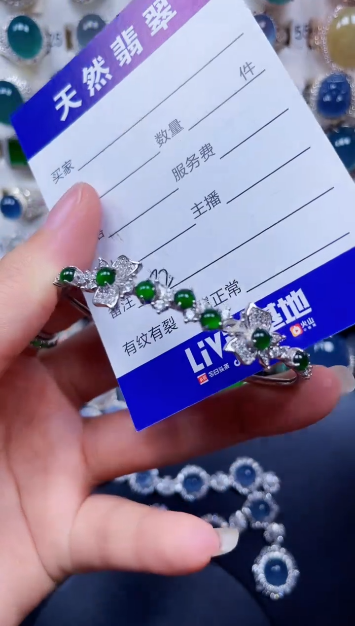 银S925镶嵌手镯翡翠182